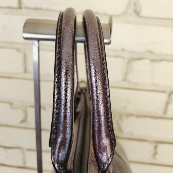Like New Coach Madison Sophia In Metallic Pewter Shoulder Bag Handbag Purse - Picture 6 of 14